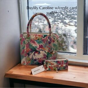 Brahmin Daylily Caroline Floral Satchel with Wallet